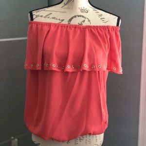 MK Coral off the shoulder top (NWOT)